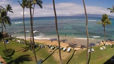 Live view of the beach from the Maui Sea Shell condos