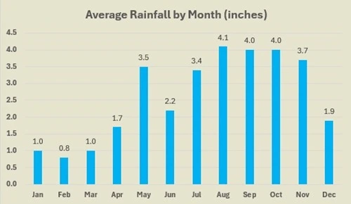 St Maarten average rainfall by month