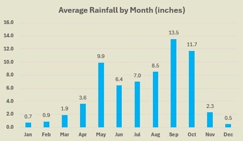 Thailand average rainfall by month