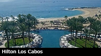 View of the beautiful Sea of Cortez and pool area at the Hilton Los Cabos