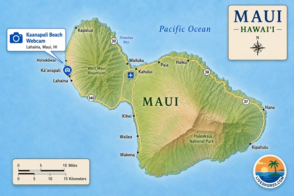 Kaanapali Beach Webcam Map