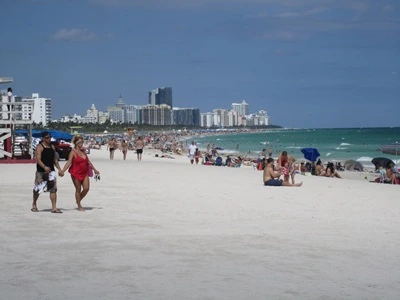 View from the white sands of South Beach looking to the north
