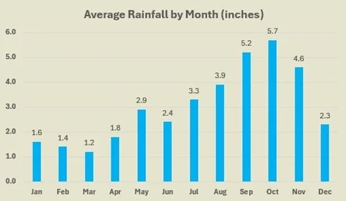 Anguilla average rainfall by month