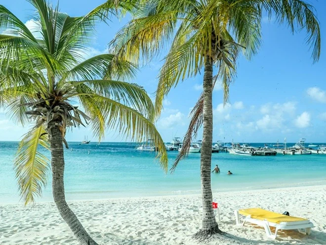 A beautiful day on an uncrowded beach in Aruba