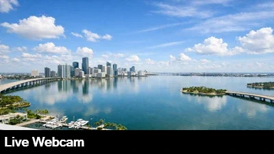 Beautiful view of the northern portion of Biscayne Bay looking towards downtown Miami.