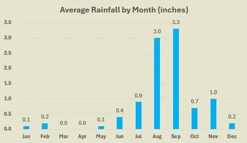 Cabo San Lucas average rainfall by month