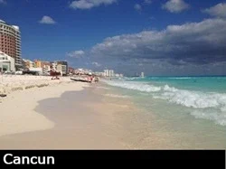 One of Cancun's beautiful beaches looking north in the hotel zone