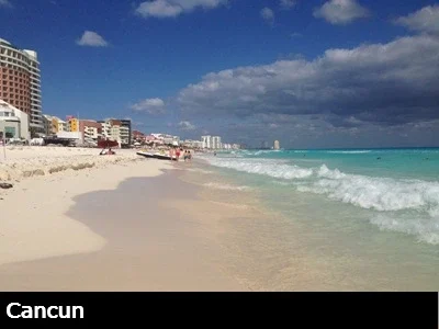 One of Cancun's beautiful beaches looking north in the hotel zone