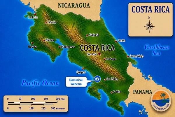 Dominical Webcam Map