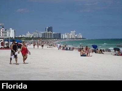 View from the white sands of South Beach looking to the north