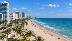 Beautiful view of downtown Ft Lauderdale looking towards the north at the high rises and the beach.