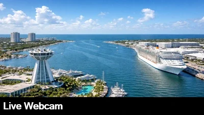 Live view of Ft Lauderdale Harbor and the cruise ship terminal.