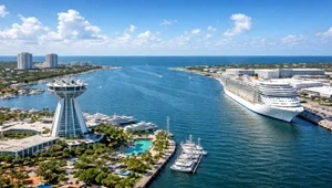 Live view of Ft Lauderdale Harbor and the cruise ship terminal.