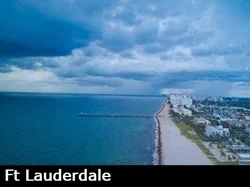 Aerial view looking down the beach in Ft Lauderdale