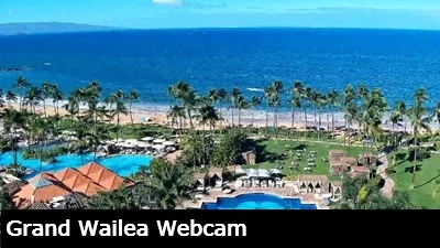 Live view of the resort and beach at the Grand Wailea Resort and Spa