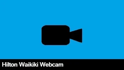 View from the very top of the Hilton Waikiki looking down at the beach and ocean.