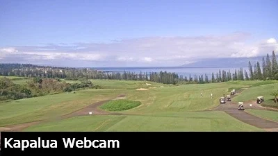 Live view looking down the fairway with the Pacific Ocean in the background