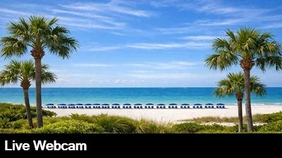 Beautiful view of the beach and ocean from the Marco Beach Resort in southern Florida.