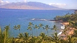 View of the Marriott Wailea Resort and Spa with the beach and cove in the background