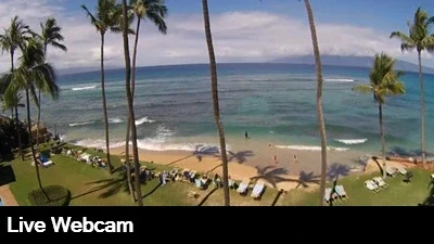 Live view of the beach and surf from the lanai of the Maui Sea Shell condos