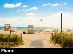 Sandy entrance to one of Miami's popular beaches.