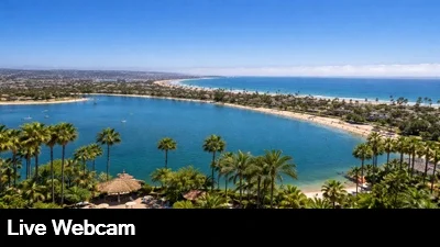 Beautiful live view looking down on the bay with Mission Beach in the background.