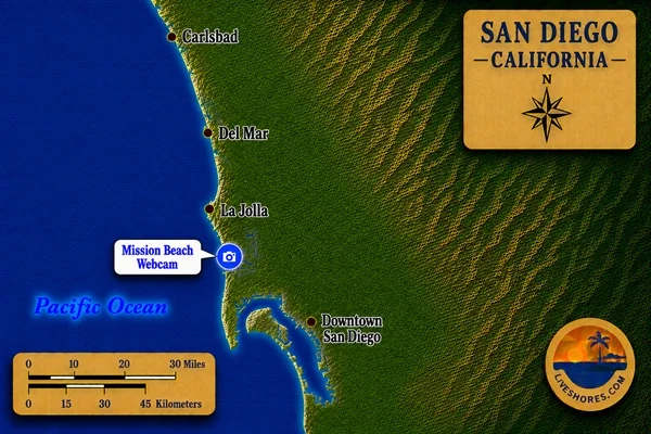 Mission Beach Webcam Map