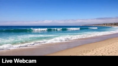 Waves break against the shoreline at San Diego's Mission Beach.