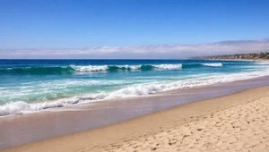 Waves break against the shoreline at San Diego's Mission Beach.