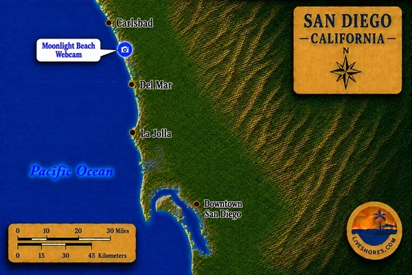 Moonlight Beach Webcam Map