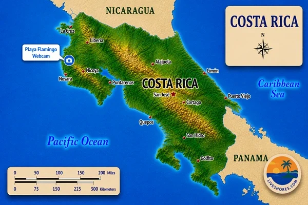 Playa Flamingo Webcam Map