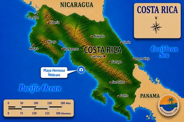 Playa Hermosa Webcam Map