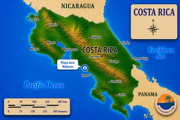 Playa Jaco Webcam Map