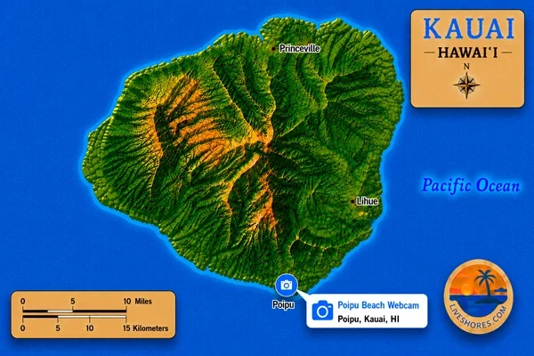Poipu Beach Webcam Map