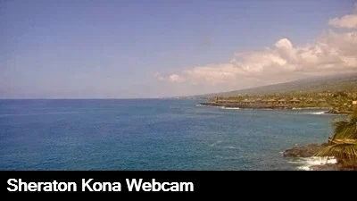 Live webcam view of the rugged coastline at the Sheraton Kona Resort.