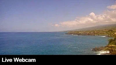 Live webcam view of the rugged coastline at the Sheraton Kona Resort.