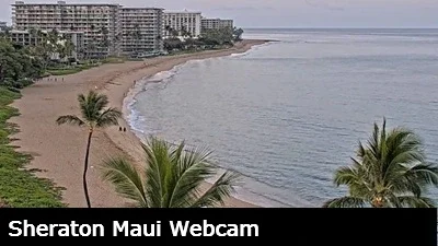 View from the top of the Sheraton Maui looking down on the beach and to the south