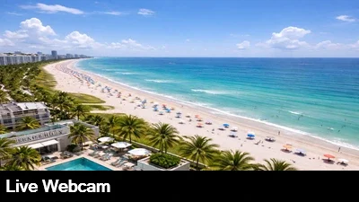 View from the top of the Hilton Bentley Hotel looking down on South Beach and the ocean.