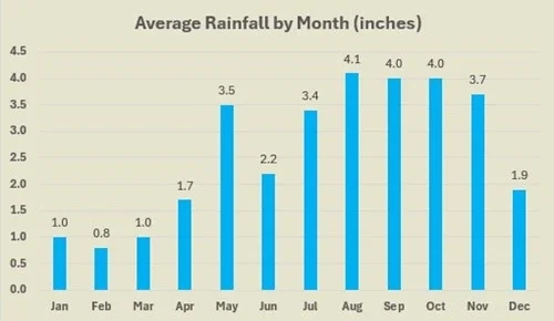St Maarten average rainfall by month