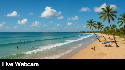 Live view of the surf as it approaches the beach in Tamarindo, Costa Rica.