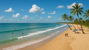 Live view of the surf as it approaches the beach in Tamarindo, Costa Rica.