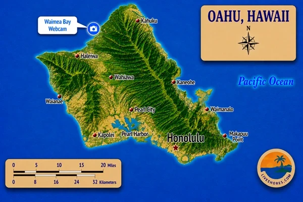 Waimea Bay Webcam Map