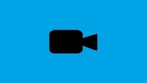 Image of a black web camera on the blue background