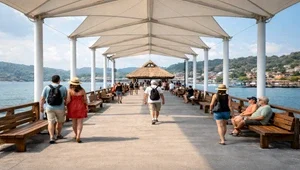 Live view of the main pier as people come and go and boats bring in their catch.
