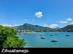 Beautiful view of the moored boats and pier in the Zihuatanejo harbor